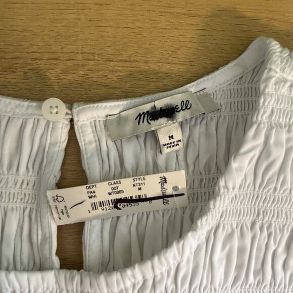 NWT Madewell The Melody Bubble Hem Smocked Midi Dress Size Medium White - Picture 6 of 8